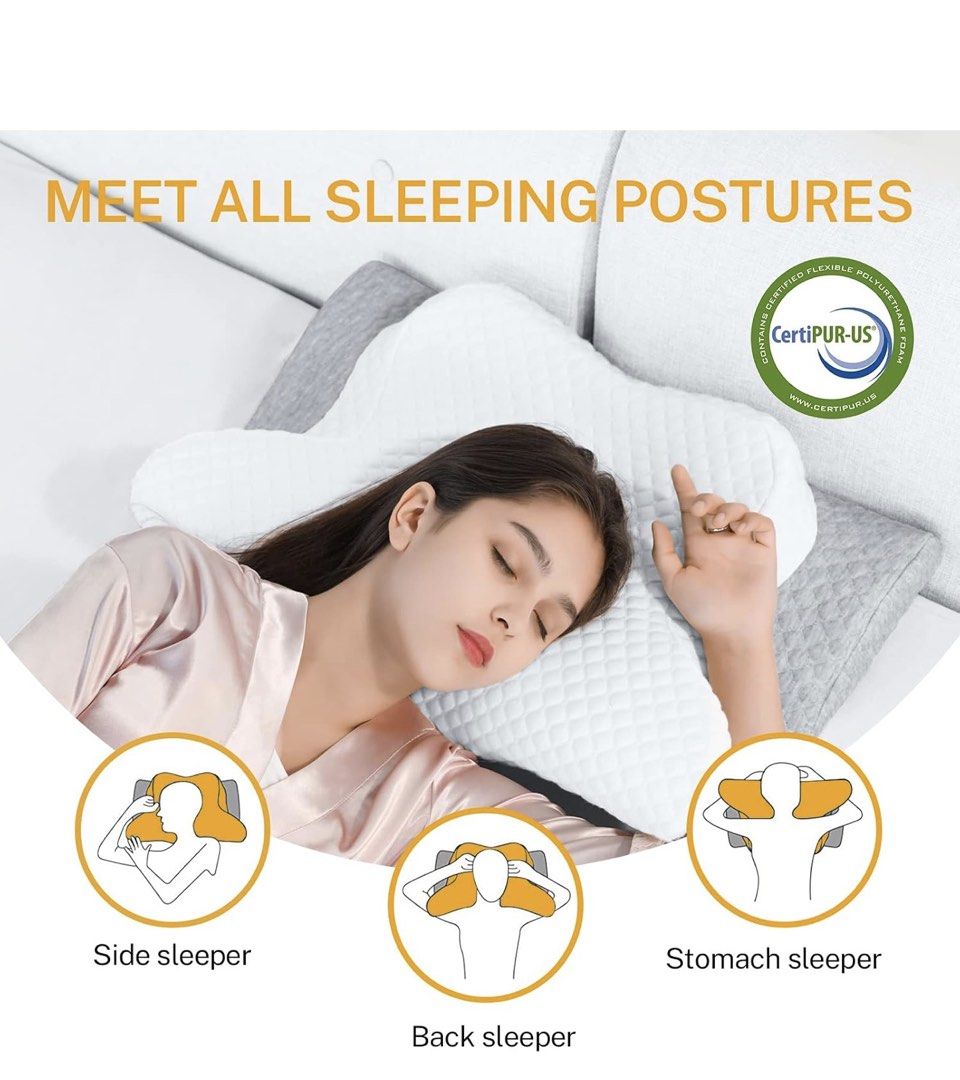 Cervical + Orthopedic Pillow (Category: Braces, Support & Protection) located in Manila. Submitted by mnlcityshopper (Listing ID 1462616353, Image 3). Description: Cervical Neck Pillow for Pain Relief, Butterfly Shape, 24x15 Inch Ergonomic, Washable Cover, Shoulder Support, ,Orthopedic Pillow, Stomach Side Back Sleeper, Adjustable, Gift.