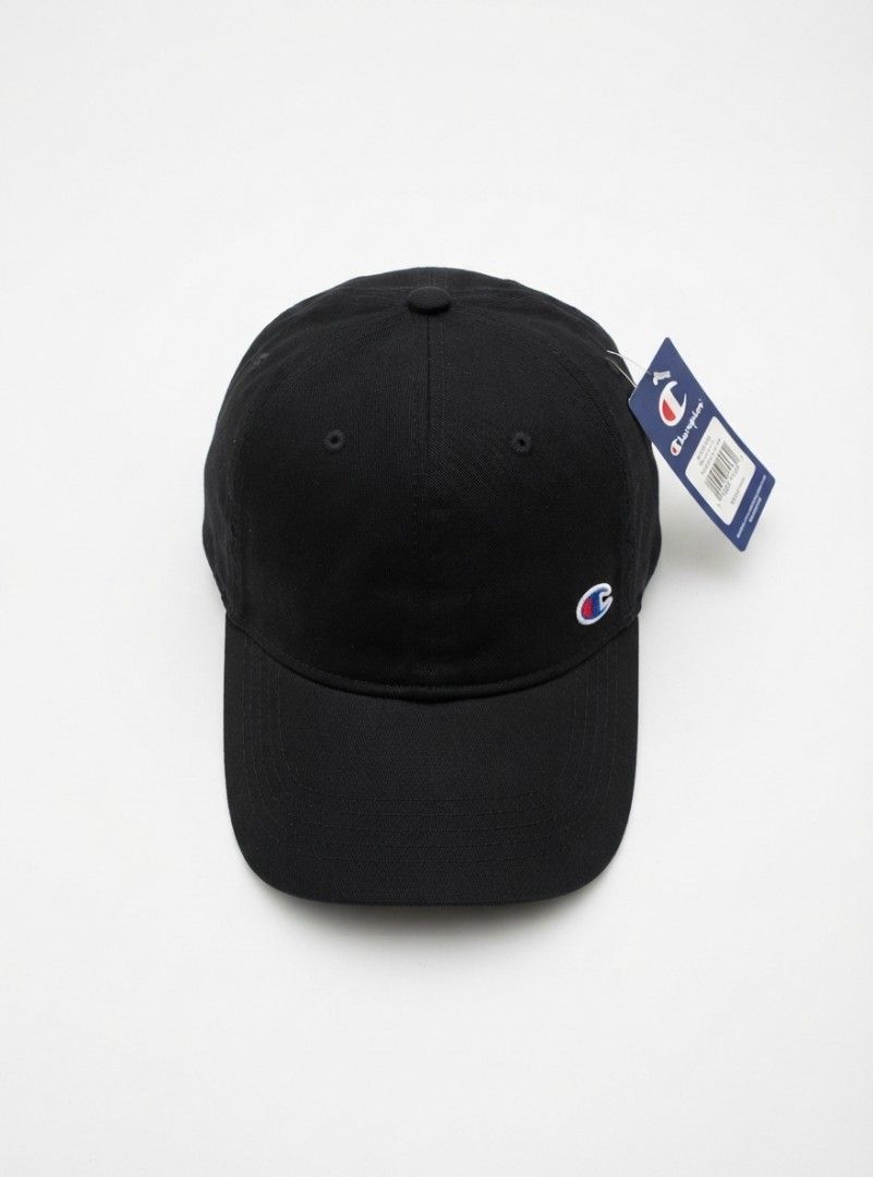 Champion Black Baseball Cap Dad Hat Adjustable Strap (Category: Caps & Hats) located in Manila. Submitted by kid.indigo (Listing ID 1462579740, Image 1). Description: - Classic black Champion cap - Iconic C logo on front - Embroidered Champion script on back - Adjustable strap for a comfortable fit - One Size Fits All (OSFA) - Made in China - Ideal for everyday wear.