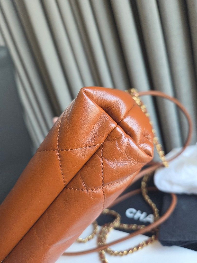 Chanel Mini C22 Caramel/tan color (Category: Luxury Bags & Wallets) located in Quezon City. Submitted by shop.mar.go (Listing ID 1462568439, Image 2). Description: carried twice, like new condition no flaws to mention comes complete microchip.