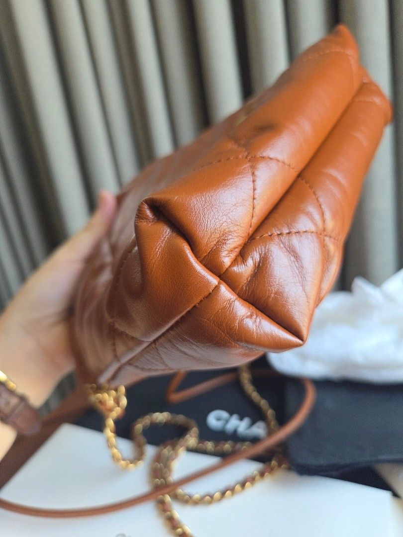 Chanel Mini C22 Caramel/tan color (Category: Luxury Bags & Wallets) located in Quezon City. Submitted by shop.mar.go (Listing ID 1462568439, Image 3). Description: carried twice, like new condition no flaws to mention comes complete microchip.