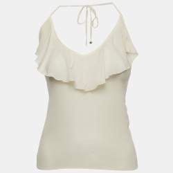 Chanel White Ruffle Halter Top (Category: Sleeveless) located in Mabalacat. Submitted by calmrabbit.ae2127 (Listing ID 1462537832, Image 1). Description: .