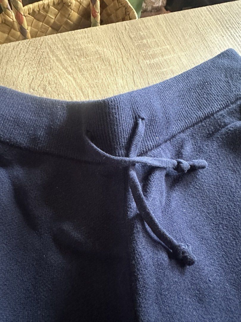 Charlotte Folk Navy Blue Sweatpants with Drawstring (Category: Other Bottoms) located in Cainta. Submitted by thingsfromerika (Listing ID 1462472934, Image 3). Description: - Navy blue sweatpants from Charlotte Folk - Features a drawstring waist and pockets - Embroidered logo on the left leg - Stylish wide leg design - Ideal for comfortable lounging or casual outings -Bini collab as worn by bini -originally bought for 2090.