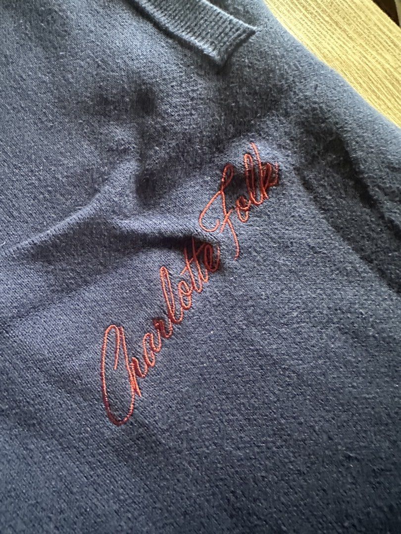 Charlotte Folk Navy Blue Sweatpants with Drawstring (Category: Other Bottoms) located in Cainta. Submitted by thingsfromerika (Listing ID 1462472934, Image 2). Description: - Navy blue sweatpants from Charlotte Folk - Features a drawstring waist and pockets - Embroidered logo on the left leg - Stylish wide leg design - Ideal for comfortable lounging or casual outings -Bini collab as worn by bini -originally bought for 2090.