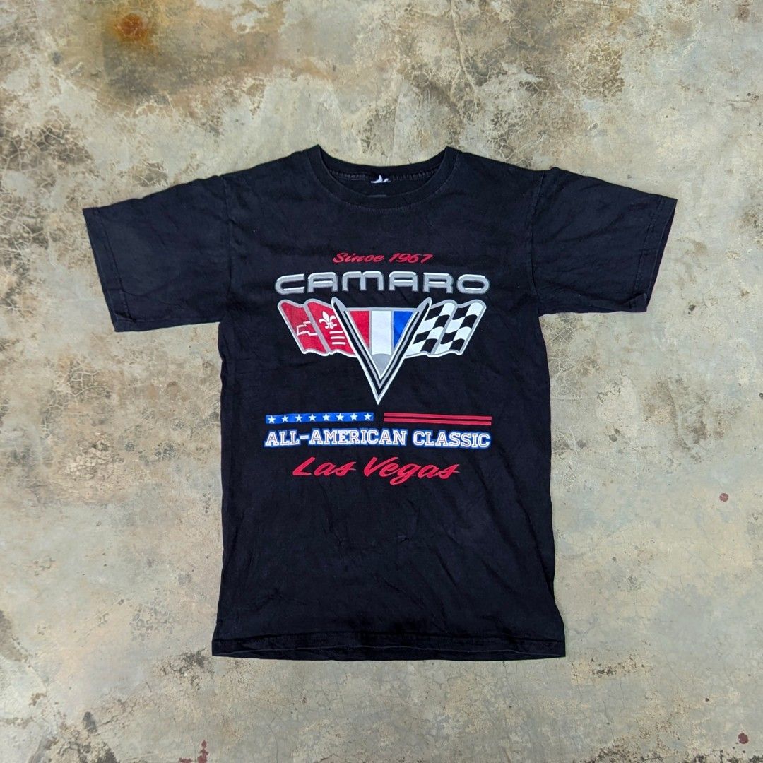 chevy camaro graphic tee (Category: Tshirts & Polo Shirts ) located in Ozamiz City. Submitted by drithrft (Listing ID 1462456660, Image 1). Description: Dimensions (inches) Width - 18 Length - 26.5 Condition - 9/10 Issue - minimal crack prints -pinhole.