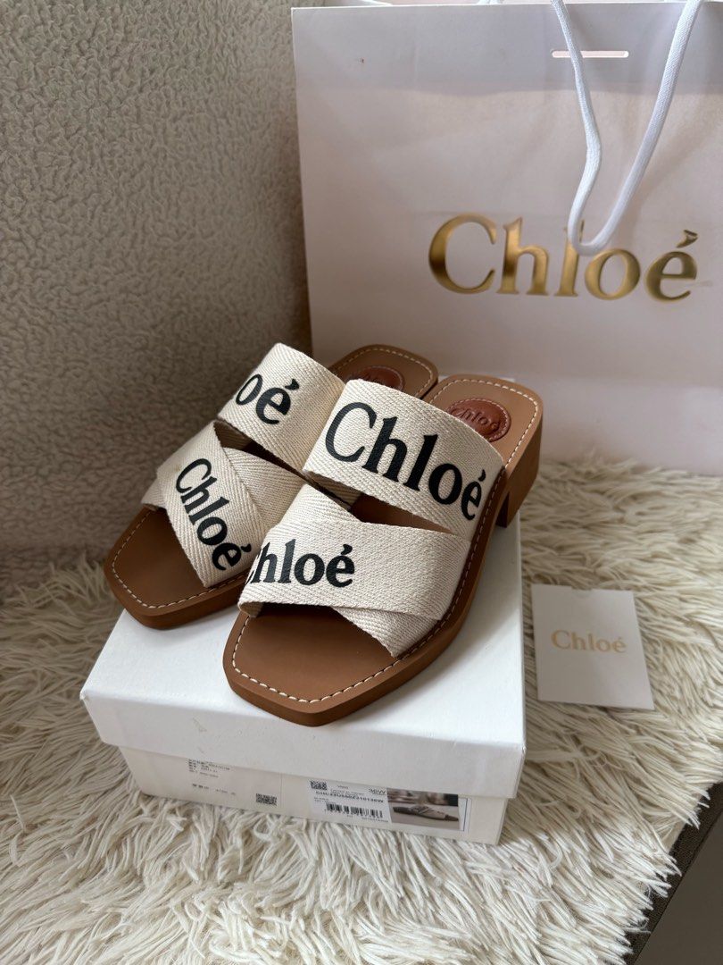 Chloe Woody Heeled Mules (Category: Sneakers & Footwear) located in Tagum. Submitted by preloved_by_samantha (Listing ID 1462516875, Image 2). Description: With box, paperbag and card.
