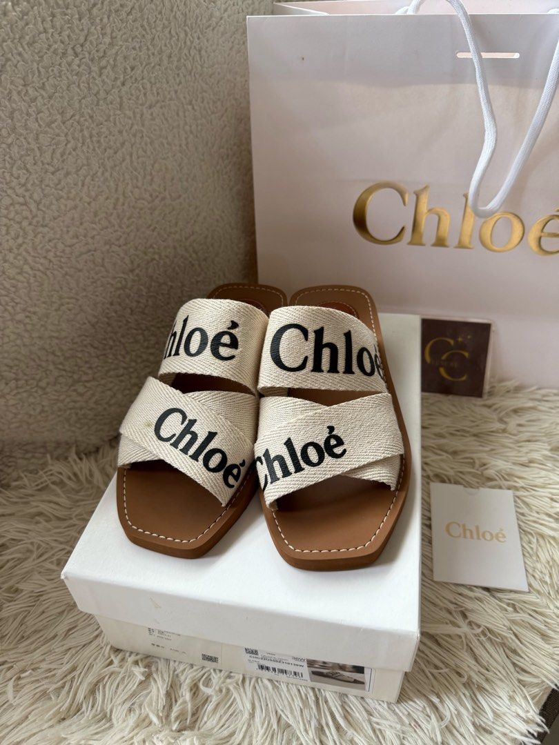 Chloe Woody Heeled Mules (Category: Sneakers & Footwear) located in Tagum. Submitted by preloved_by_samantha (Listing ID 1462516875, Image 1). Description: With box, paperbag and card.