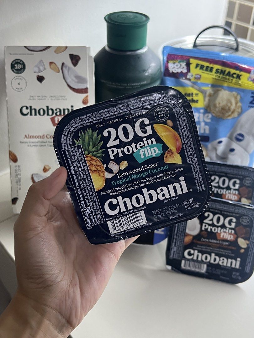 Chobani flip (Category: Other Food & Drinks) located in Makati City. Submitted by anda.a (Listing ID 1462510362, Image 2). Description: Low-calorie, high-protein snack lineup 🤍 Last stock of my Oikos & Chobani Protein Yogurts! Once they’re gone, they’re gone 👀 Chobani Protein Flip - ₱270 Oikos Cookies & Cream - ₱195 Chobani Flip - ₱185 Pillsbury Sugar Cookie Edible Cookie Dough - ₱500 Starbucks Iced Coffee Medium Roast - ₱600 DM to order 📩 📍M