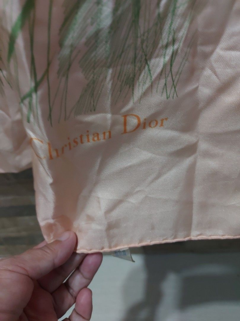 Christian dior scarf (Category: Scarves) located in Quezon City. Submitted by threetwotwo2ndaccount (Listing ID 1462593533, Image 2). Description: christian dior scarf made in france with wash tag hand rolled edges size: 34"×34" bawal sa maselan bawal sa barat.