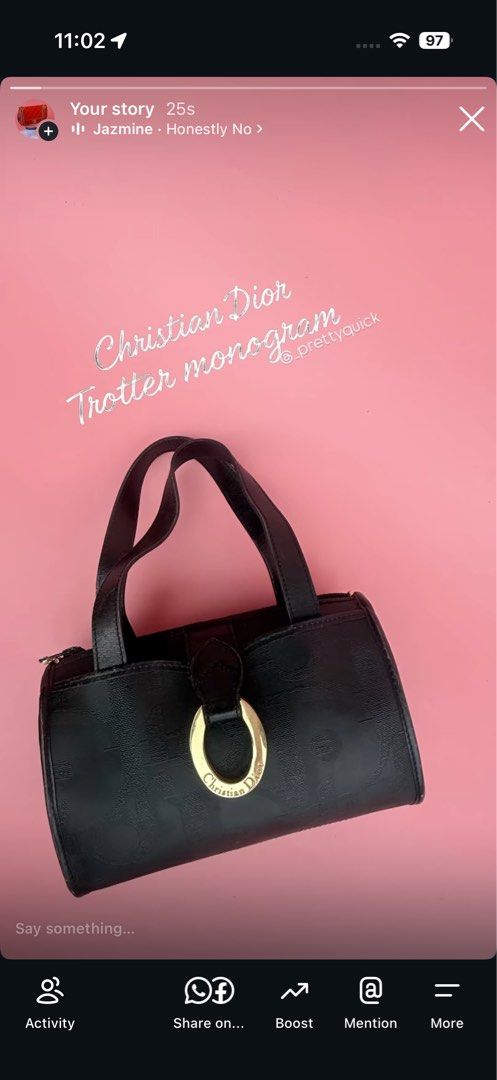 Christian Dior Trotter boston bag 💯 authentic (Category: Luxury Bags & Wallets) located in Manila. Submitted by _prettyquick (Listing ID 1462678053, Image 1). Description: preowned pls manage your expectations 100% authentic Follow us on instagram for more items @_prettyquick.