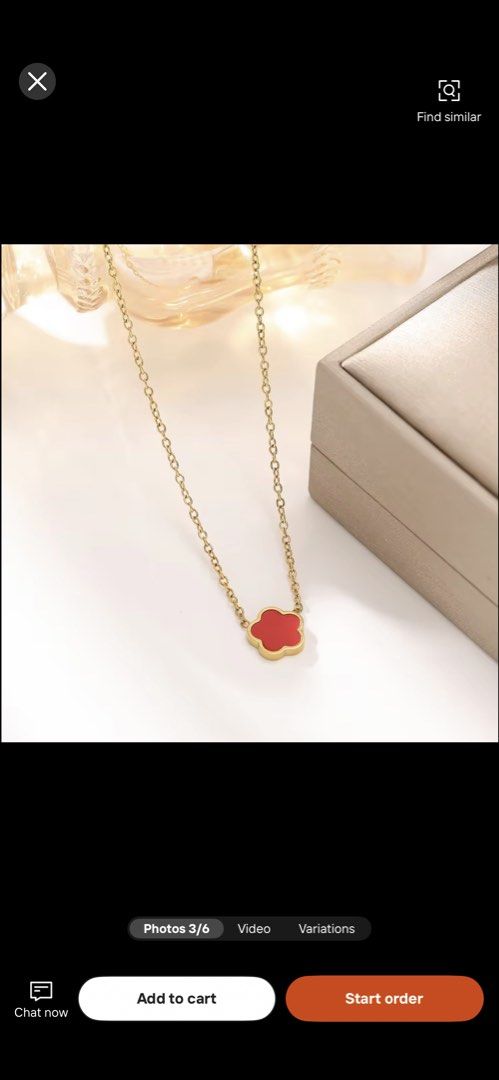 Clover necklace (Category: Necklaces) located in Muntinlupa City. Submitted by lovedp03 (Listing ID 1462467622, Image 3). Description: Stainless material Avoid water and perfume.