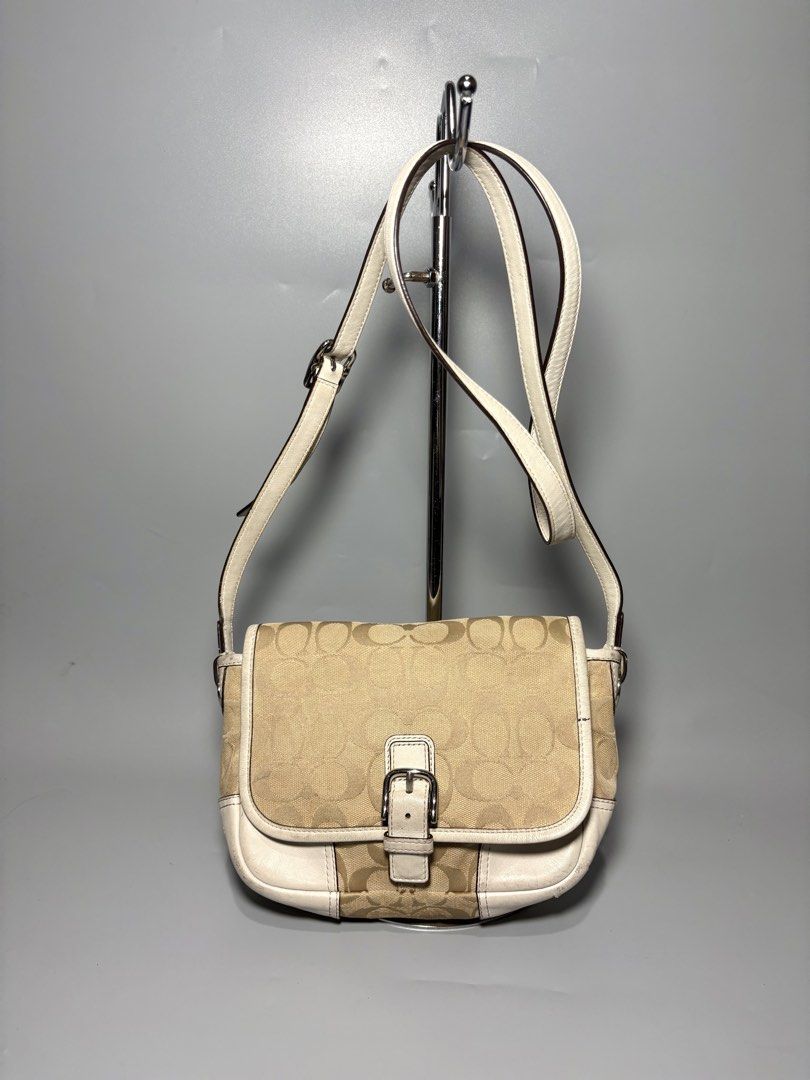 Coach Sling Bag (Category: Sling Bags) located in Manila. Submitted by cocorua.bags (Listing ID 1462603103, Image 1). Description: ‧꒰ა ♡ CCH BUCKLE SLING ♡ ໒꒱ ‧₊˚ 💰 ₱1.5k — AVAILABLE PRELOVED Can Fit Long Wallet. 📩 Message us for details & inquiries. ୨ৎ CONDITION DETAILS • Needs cleaning, Scuffing and dirty corners, Needs cleaning on the interior. (PLEASE CHECK ALL THE DETAILS OF THE BAG PICTURES ARE ALREADY POSTED, ZOOM AND INSPECT.) [Pre-owne