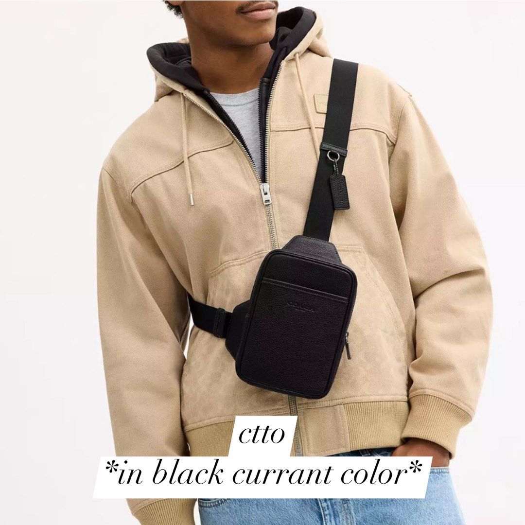 COACH Small Turner Pack in Black Currant 🇨🇦 (Category: Sling Bags) located in Pasig City. Submitted by kseauthenticfinds (Listing ID 1462535273, Image 2). Description: 𝗡𝗲𝘄 𝗔𝗿𝗿𝗶𝘃𝗮𝗹✨ Small Turner Pack in Black Currant 🇨🇦 Inclusion: tag and care card Pasig/Cainta on hand Product Details Signature coated canvas and smooth calf leather Fabric lining Adjustable strap with 27.5" length for crossbody wear Outside slip pocket, zip closure 5"