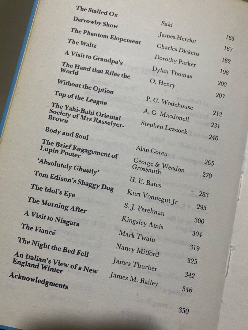 Comedy Classics: 34 Hilarious Stories Book (Category: Storybooks) located in San Fernando. Submitted by kimaijoo (Listing ID 1462561058, Image 3). Description: - Collection of funny stories from famous authors. - Features works by James Herriot, Woody Allen, Mark Twain, and Kurt Vonnegut Jr. - Perfect for anyone who enjoys humor and a good laugh. - Great read for a lighthearted escape..