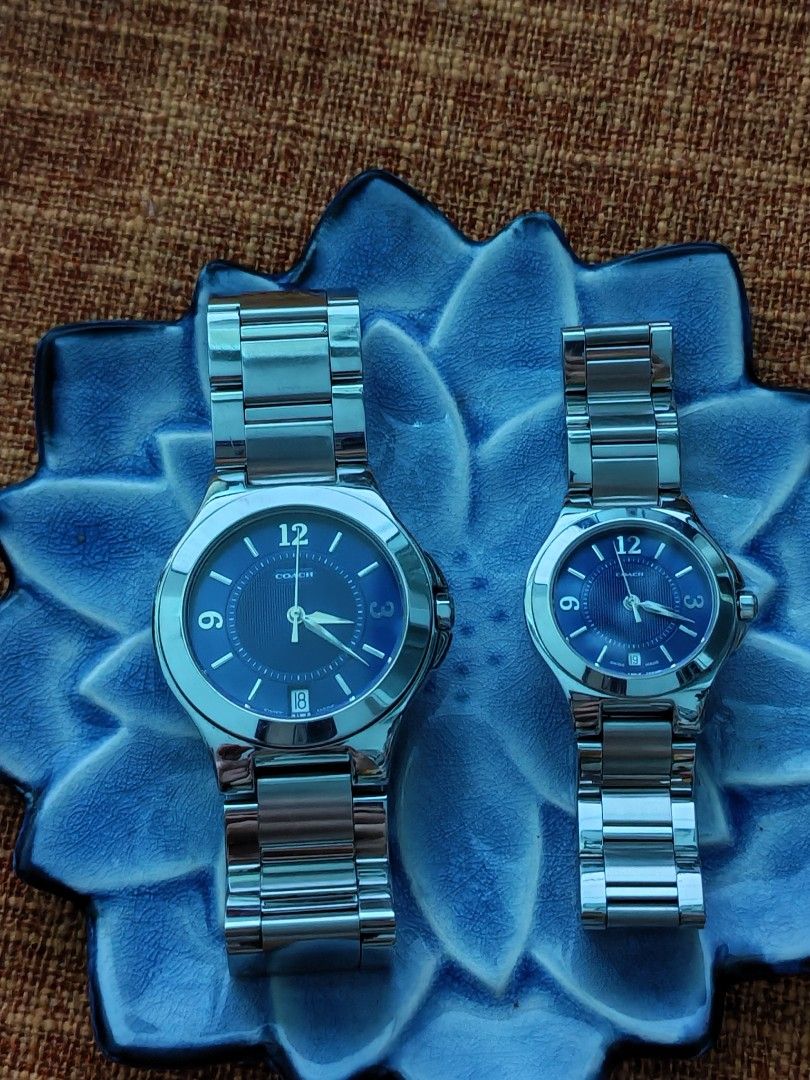 Couple Coach Swiss Made Watch (Silver) (Category: Luxury Watches) located in Trece Martires City. Submitted by heirloomhoursph (Listing ID 1462653831, Image 3). Description: ✨ Heirloom Hours – Available Piece ✨ Couple Coach Swiss Made Watch (Silver) Php 7,999 + sf or Php4,999/each Details: ■ Brand/Series: Coach ■ Model Number: 0154/7.048.341 & 0155/6.986.657 ■ Movement: Quartz ■ Design Origin: Swiss ■ Case Size: 33mm & 24mm ■ Wrist Size: 20cm & 1