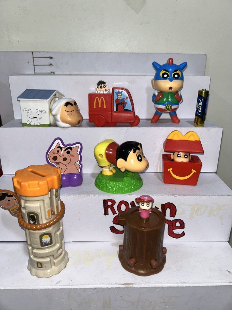 crayon shinchan character figures bundle (Category: Character Goods) located in Caloocan City. Submitted by rovynstore30 (Listing ID 1462648570, Image 2). Description: take all 550 pesos only as is, what you see is what you get made for mcdo and other markings kita naman sa pictures mod: lalaove or 🍊checkout 1st payment via gcash *crossposted #rovynstore .