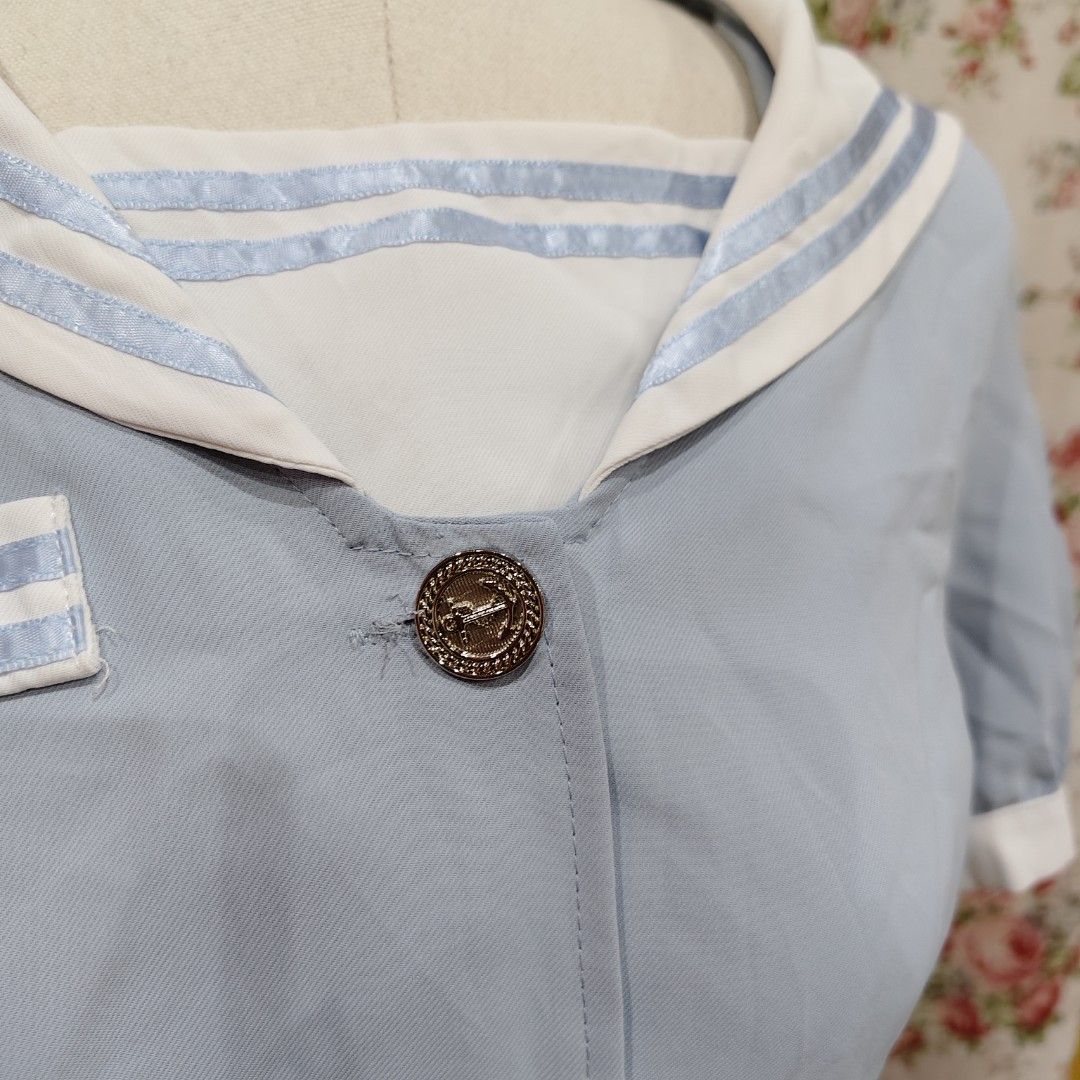 Cute Baby Blue Sailor Top (Category: Others Tops) located in Cabanatuan. Submitted by curated_cozy (Listing ID 1462470676, Image 3). Description: Thrifted! Metal Buttons Size: S Bust: 35" Length: 36cm -Lightly Washed -Payment thru Gcash, Gotyme, MariBank -Shipping via J&T -Buyer shoulders Shipping Fee ‼️No Rush Order‼️ [SKU: KNT4-B2 ].