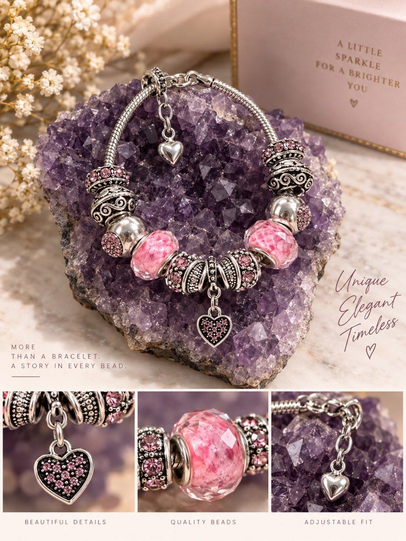 Cute Pandora inspired bracelets (Category: Bracelets) located in Muntinlupa City. Submitted by lovedp03 (Listing ID 1462466938, Image 1). Description: Zinc alloy material Avoid water, perfume.