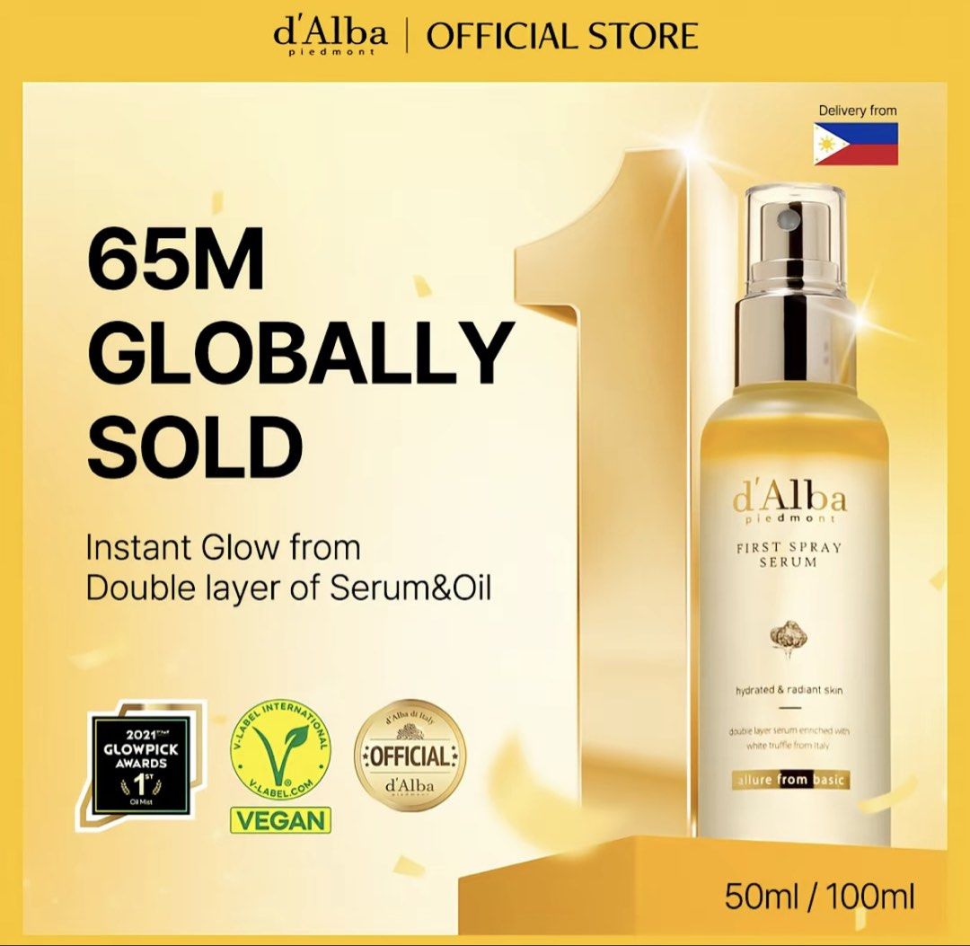 d'alba first serum spray (100ml) (Category: Face Care) located in Cavite. Submitted by x.avie (Listing ID 1462610726, Image 2). Description: with box (95% or more full pa) used three times only di talaga pwede for my very oily skin. 📍Imus, cavite / manila.