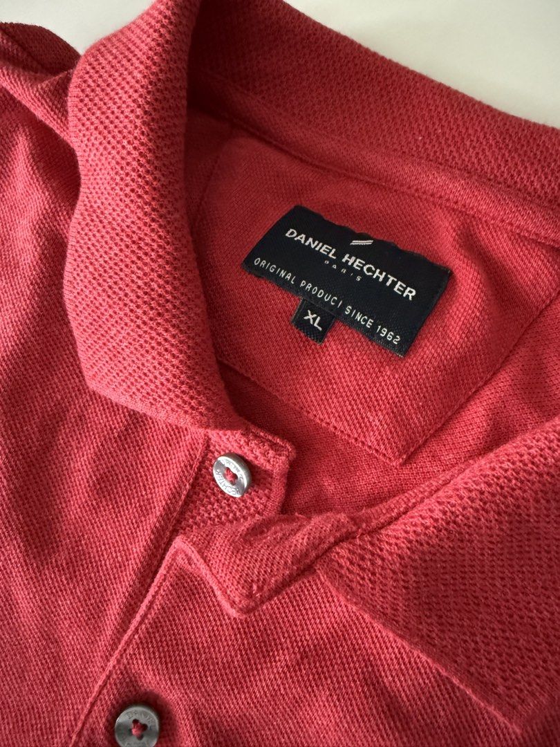 Daniel Hechter Red Polo Shirt (Category: Tshirts & Polo Shirts ) located in Manila. Submitted by heatsneakerstoreph (Listing ID 1462497060, Image 2). Description: Almost Brand New Fitted only 11/10 Condition Size XL RFS: Decluttering .