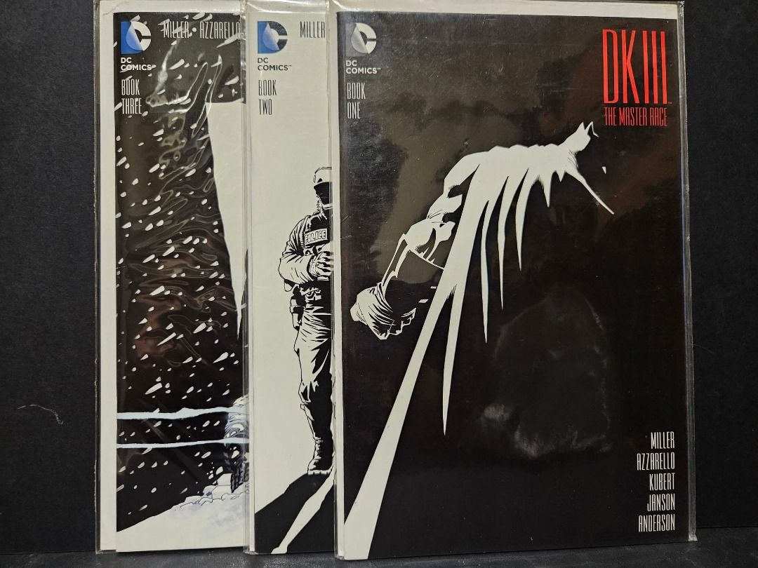 DC Comic DK III The Master Race #1 to 3 Set (Category: Comics & Manga) located in Mandaluyong City. Submitted by outta.knowhere (Listing ID 1462538708, Image 1). Description: 🚀Dark Knight III 🚀 VF- to VF+ condition P250 ✅Part 3 of Frank Miller's the Dark Knight Saga. Issues 1 to 3 Please check and follow our socials/pages for more! FB: /OuttaKnowhereCC IG: @outta.knowhere Carousell: https://www.carousell.ph/u/outta.knowhere/.