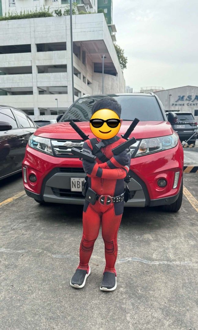 Deadpool kids costume (Category: Babies & Kids Fashion) located in Binan City. Submitted by mypetite_closet (Listing ID 1462460150, Image 1). Description: RFS: Outgrown swords, shoes and guns are not included.