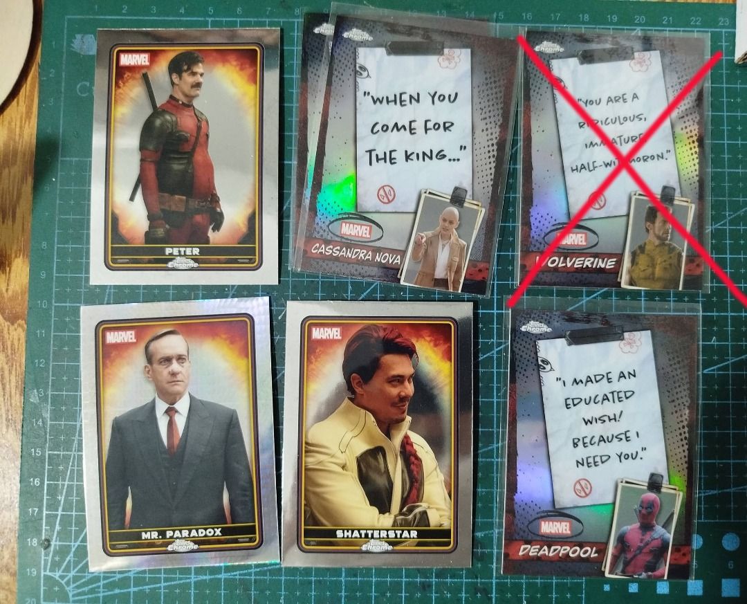 Deadpool Movie cards (Category: Raw Singles) located in Quezon City. Submitted by rdrcic24 (Listing ID 1462556715, Image 1). Description: Please Read: -200 each pili lang - maraming item ang may duplicates -pwede Meetup at ayala Mrt station only, from 10am to 4pm weekdays. -NO Shipping sorry, Pickup by lalamove/ grab only Pickup Schedule: *Sm makati (Pet Express) weekdays from 10am to 4pm * North Caloocan Bagumbong weekends (anytime) - NO Trades 