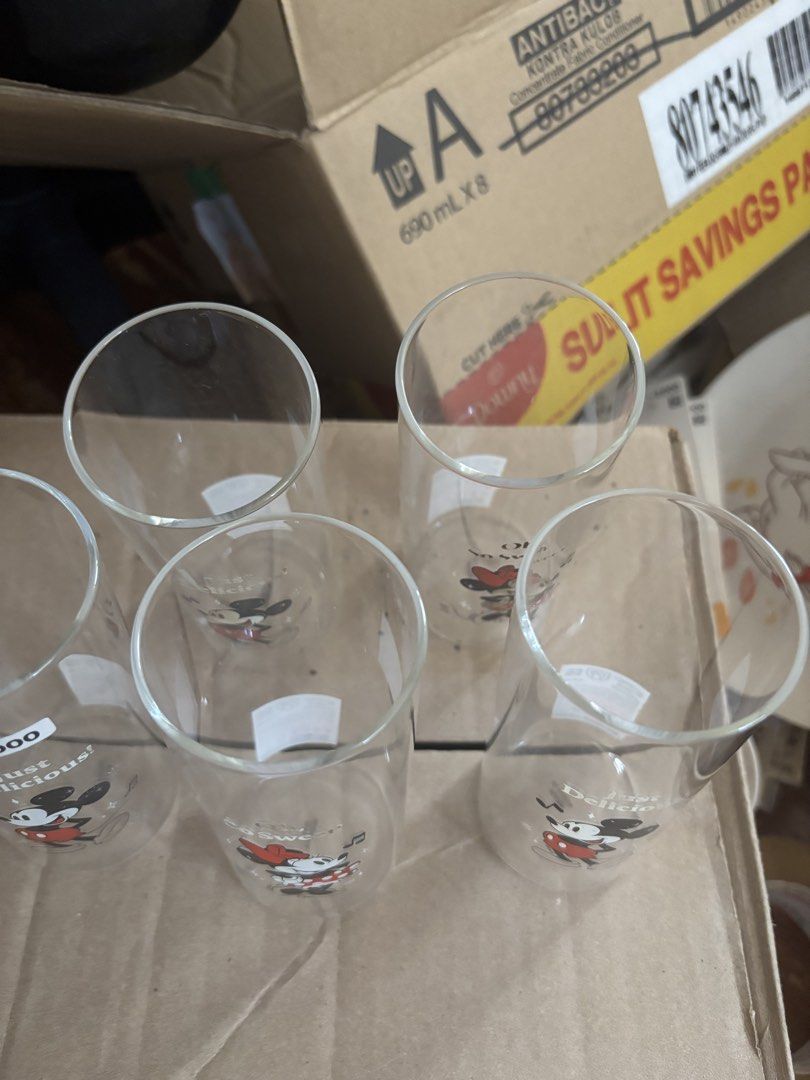 Disney Mickey & Minnie Mouse Glasses Set (Category: Sunglasses & Eyewear) located in Manila. Submitted by wardrobeinmnl (Listing ID 1462469454, Image 2). Description: P85 each - Original price tag indicates ₩2,000 per glass..
