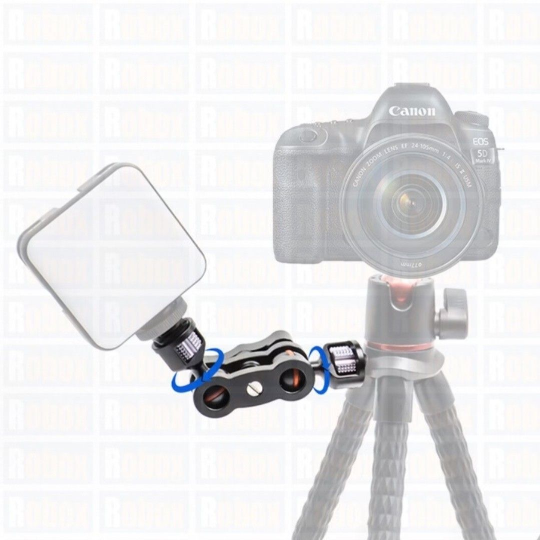 Double Ball Head Magic Arm for Camera Rig (Category: Other Photography Accessories) located in San Mateo. Submitted by reyshel08 (Listing ID 1462491351, Image 2). Description: - Double ball head magic arm for flexible positioning. - Features 1/4" screw mounts on both ends. - Ideal for attaching lights, monitors, or other camera accessories. - Made from durable and lightweight aluminum alloy. - Compact design for easy handling and transport..