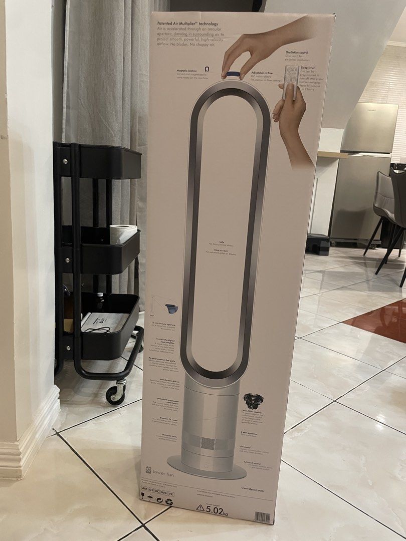 Dyson Cool AM07 Tower Fan (Category: Fans) located in Quezon City. Submitted by theshopforeveryone (Listing ID 1462496452, Image 1). Description: - Dyson Cool AM07 Tower Fan - Patented Air Multiplier technology for smooth, powerful airflow - 60% quieter and 10% less power than AM02 - Oscillating control and adjustable airflow - Easy to clean and safe - Original box included.