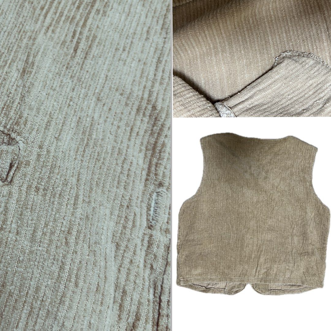 Earthy Corduroy Button-Up Vest (Category: Vests) located in Urdaneta. Submitted by randomjess00 (Listing ID 1462507048, Image 2). Description: - Tan corduroy vest from Earthy - Button front closure - Two front pockets - Made from soft corduroy material - Simple and classic design - Perfect for layering.