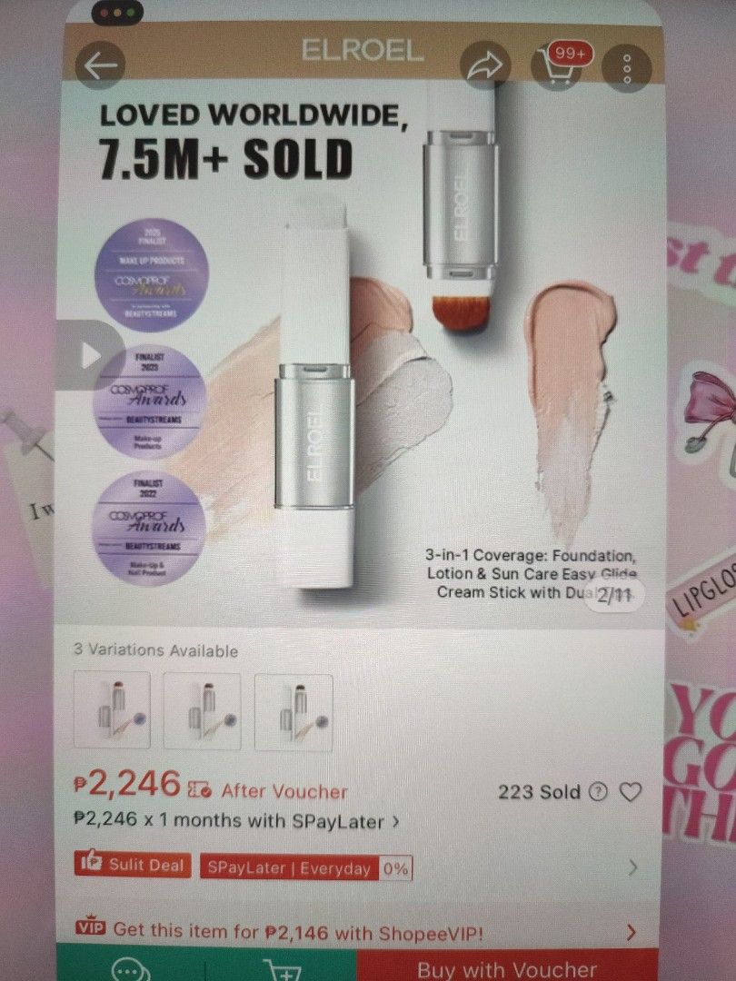 ELROEL Blanc Cover Cream Stick Foundation (Category: Makeup) located in Manila. Submitted by shoppingwithgee (Listing ID 1462567728, Image 2). Description: - ELROEL Blanc Cover Cream Stick Foundation (shade: light) - Convenient stick format for easy application - Net weight: 0.45 oz / 13g - Comes in original packaging.