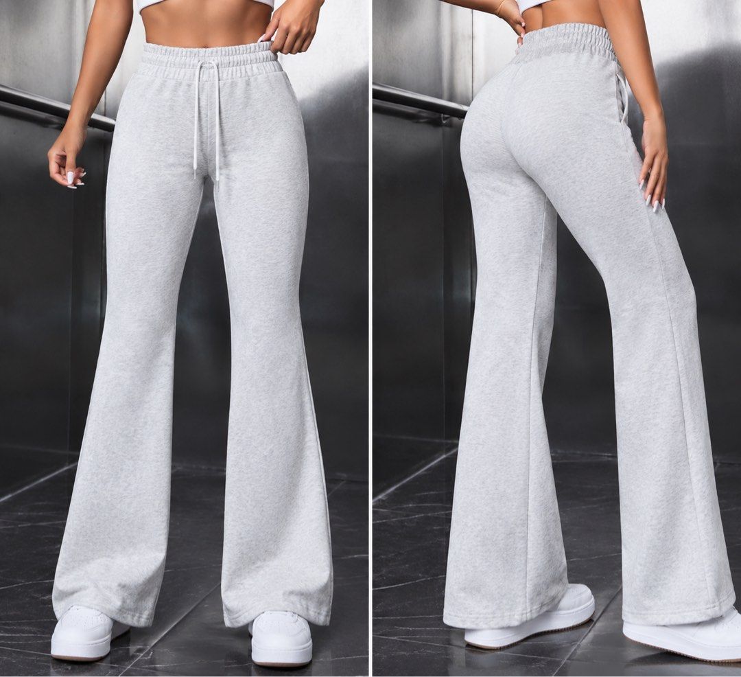 Flare Sweatpants White Gray (Category: Other Bottoms) located in Agdangan. Submitted by ririi_cat (Listing ID 1460220107, Image 1). Description: - white grey flared sweatpants - size L on tag but fits 25-27 waist line - ideal for 4’11 to 5’0 height - brand new 📍Dasmariñas Cavite Can ship via j&t or lalamove.