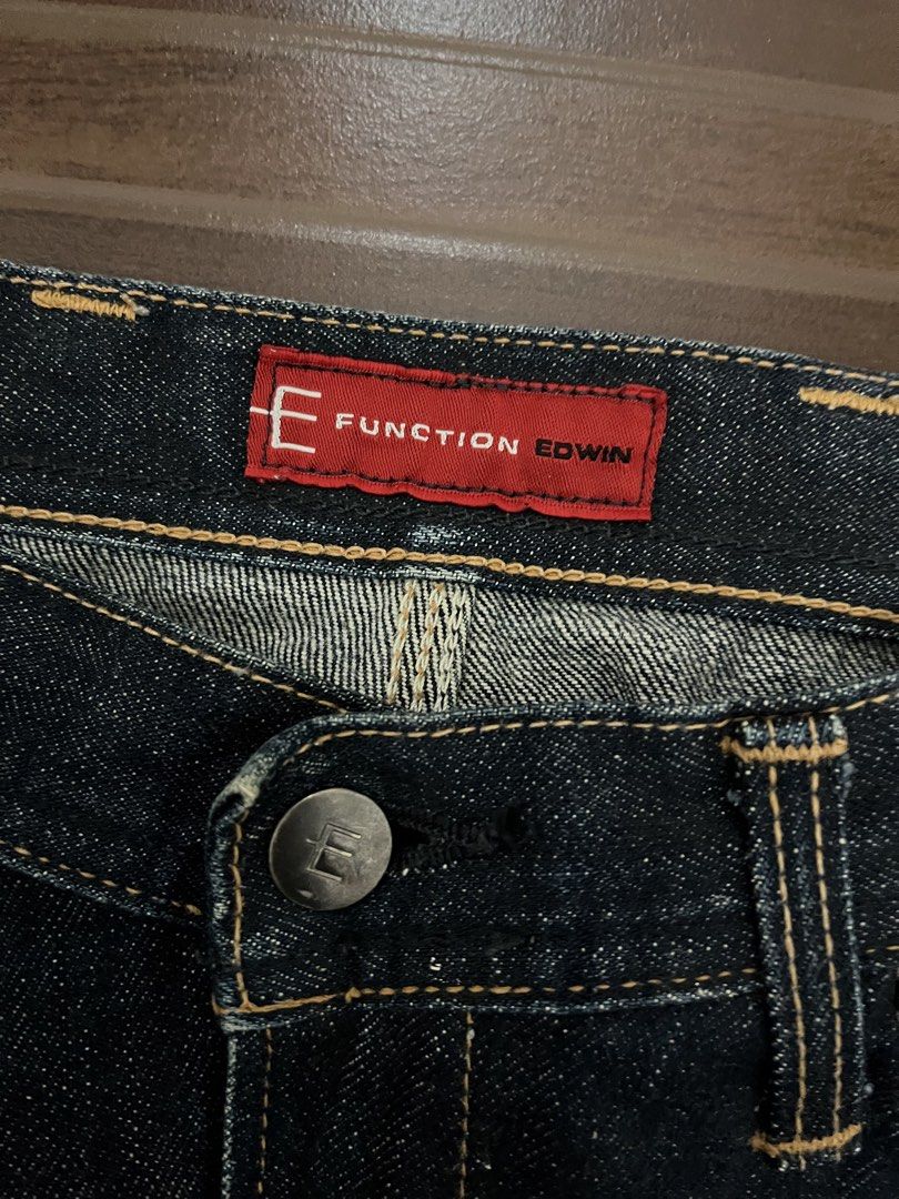 Function EDWIN Dark Wash Denim Jeans (Category: Jeans) located in Manila. Submitted by cypher05 (Listing ID 1462613716, Image 3). Description: - Brand: EDWIN - Style: Dark wash denim jeans - Features: Classic five-pocket design, button fly closure - Construction: Sturdy with reinforced stitching for durability - Versatility: Ideal for casual and smart-casual outfits - Use: Great for everyday wear.