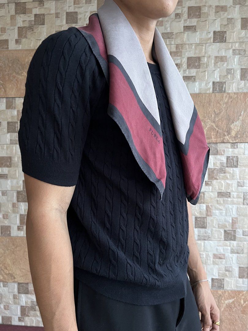FURLA - TRITONE SILK SCARF (Category: Scarves) located in Bacolod City. Submitted by timelessbyjosh (Listing ID 1462651195, Image 2). Description: BEST FOR CASUAL & COZY OUTFITS SIZE : ACTUAL COLOR : COLOR RATE : 9 OUT OF 10 CONDITION : GOOD MATERIAL : MADE IN : FLAWS : SIGN OF USAGE ( MINIMAL RUN ) “ SEE LAST PHOTO FOR REFERENCE “ DIMENSIONS LENGTH - 26. 5 WIDTH - 26 MEASUREMENT TAKEN WHILE LAYING FLAT. .