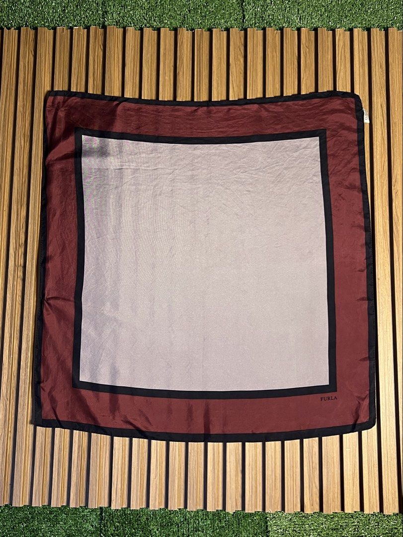 FURLA - TRITONE SILK SCARF (Category: Scarves) located in Bacolod City. Submitted by timelessbyjosh (Listing ID 1462651195, Image 3). Description: BEST FOR CASUAL & COZY OUTFITS SIZE : ACTUAL COLOR : COLOR RATE : 9 OUT OF 10 CONDITION : GOOD MATERIAL : MADE IN : FLAWS : SIGN OF USAGE ( MINIMAL RUN ) “ SEE LAST PHOTO FOR REFERENCE “ DIMENSIONS LENGTH - 26. 5 WIDTH - 26 MEASUREMENT TAKEN WHILE LAYING FLAT. .
