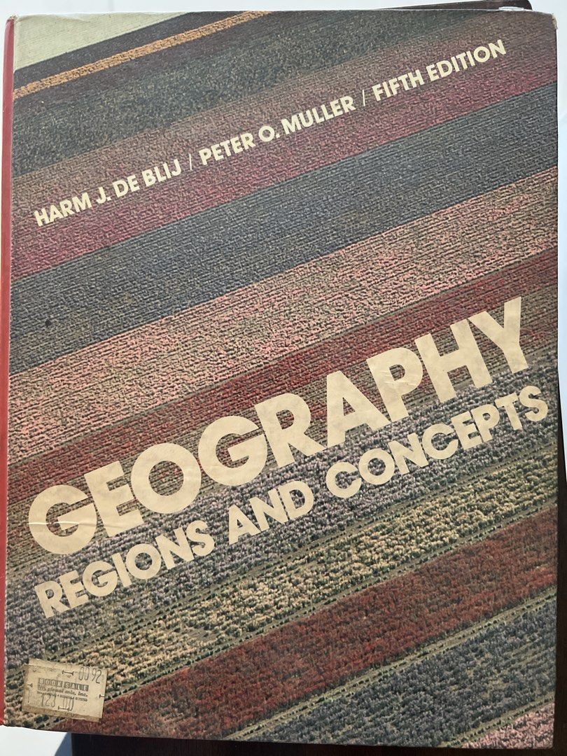 Geography: Regions and Concepts, 5th Edition by Harm J. de Blij (Category: Textbooks) located in Quezon City. Submitted by safedragon_2306ab257 (Listing ID 1462517455, Image 1). Description: - Geography textbook, 5th Edition - Authors: Harm J. de Blij & Peter O. Muller - Covers regions and geographical concepts - Ideal for geography students.