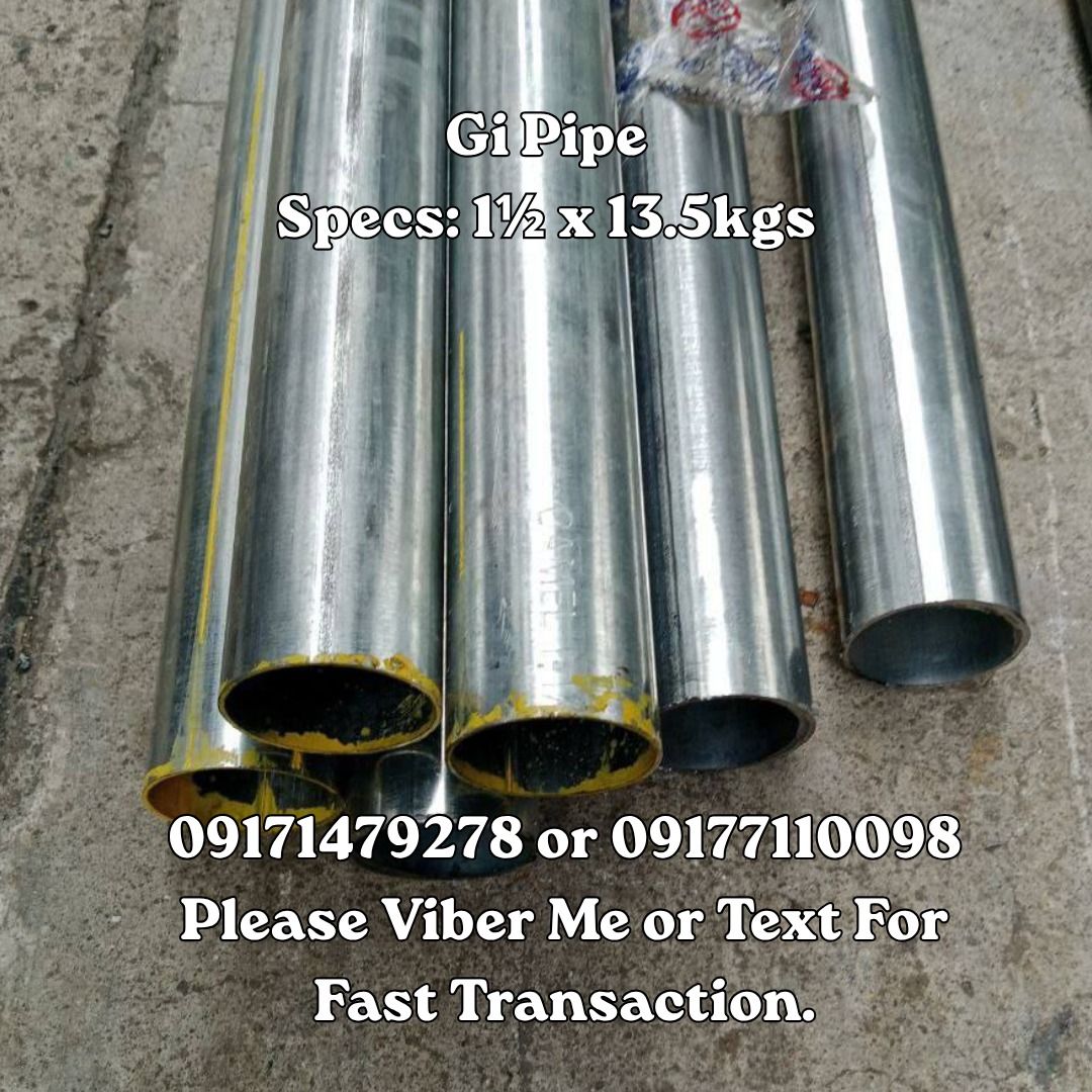 Gi Pipe Specs: 1½ x 13.5kgs (Category: Home Improvement Tools & Accessories) located in Manila. Submitted by 09171479278_elsie. (Listing ID 1462547127, Image 1). Description: Gi Pipe Specs: 1½ x 13.5kgs.
