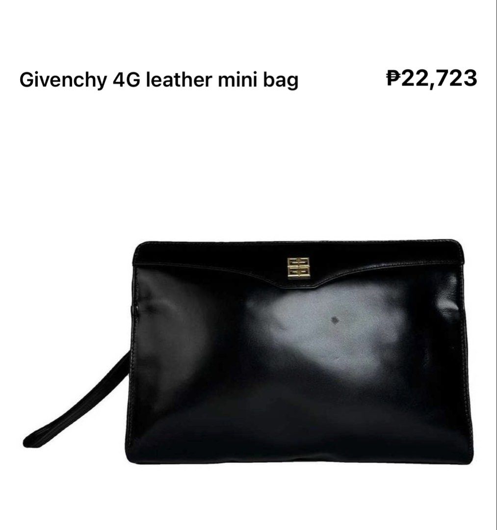 GIVENCHY 4G premium Cowhide Clutch. (Category: Belt bags, Clutches and Pouches) located in Cagayan de Oro. Submitted by kjcartier26 (Listing ID 1462641138, Image 2). Description: Authentic, Flawless, Clean inside/Outside. 🇯🇵💯 - 22k in peso. 😱😱😱😱 - Vintage piece ✨ - In good conditionz. - Good corners, Zipper, Interior..