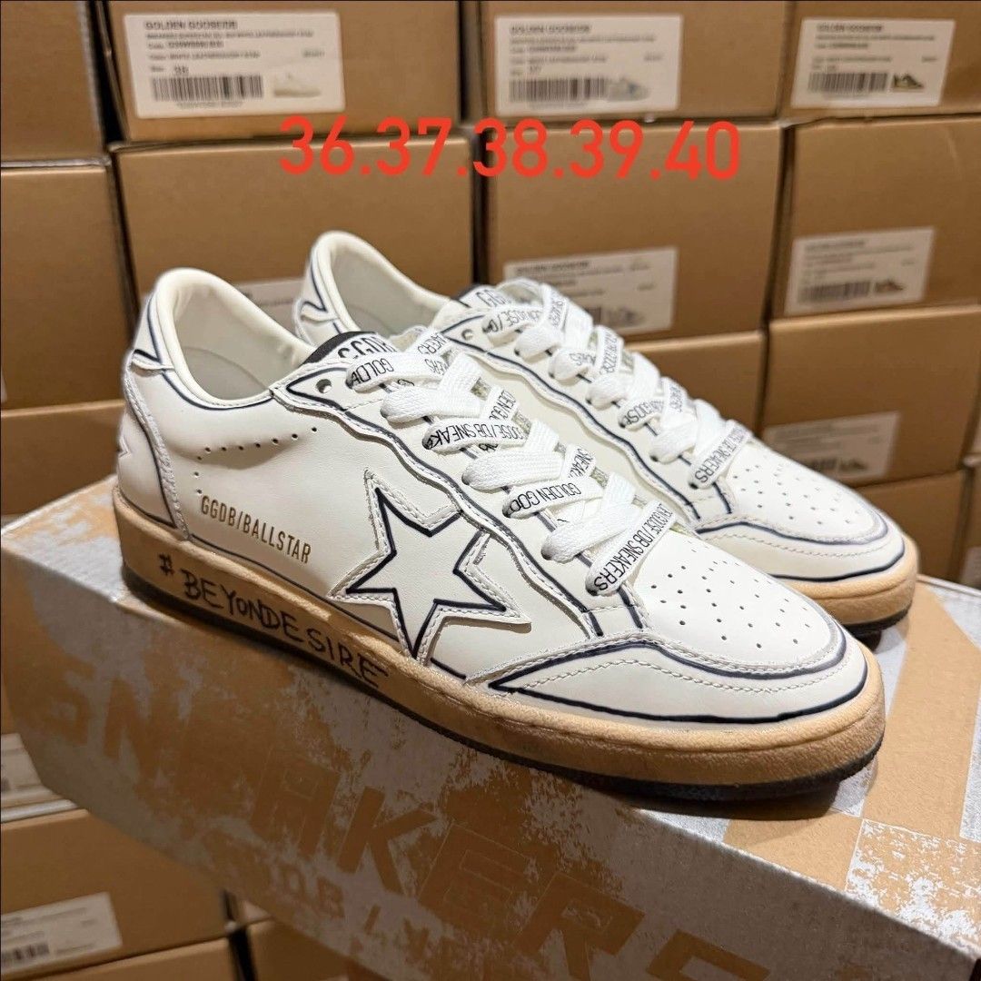 Golden Goose Ballstar Sneakers (Category: Sneakers) located in Manila. Submitted by catpanganiban_ (Listing ID 1462584969, Image 3). Description: - Brand: Golden Goose - Model: Ballstar - Material: White leather - Details: Glitter star, pink heel accents - Condition: Comes with original box - Available Sizes: 36, 37, 38, 39, 40 - Style: Great for everyday wear.