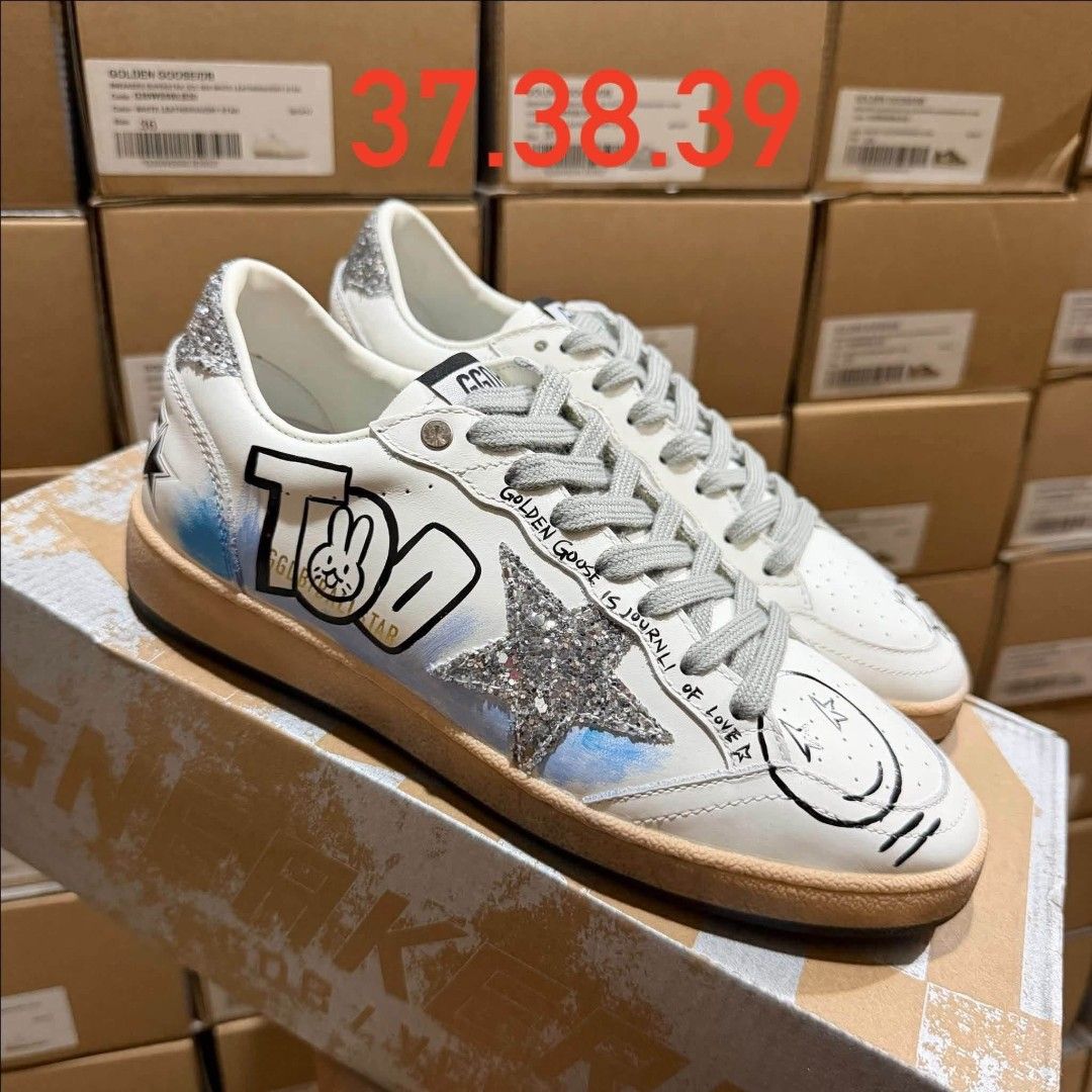 Golden Goose Sneakers - Various Sizes Available (Category: Sneakers) located in Manila. Submitted by catpanganiban_ (Listing ID 1462584833, Image 2). Description: - Golden Goose sneakers for sale. - Multiple styles and sizes available. Please check photos for details. - All pairs are in good, pre-loved condition. - Message seller for specific size availability and pricing. - Don't miss out on these popular kicks!.