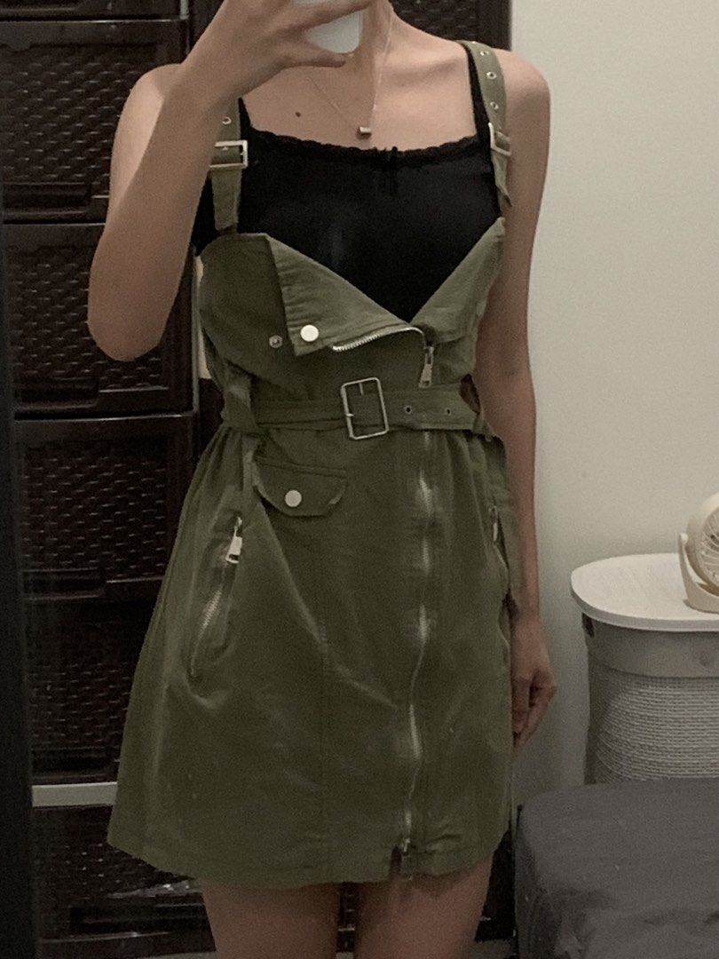 Green Cargo Mini Dress XS (Category: Dresses) located in Tacloban City. Submitted by deartrunkcloset (Listing ID 1462217494, Image 2). Description: Green Cargo Mini Dress size: XS —layer it with ur favorite lace top or any inner u like worn but still in good condition & no issues 💌 💳 Mode of Payment: GCash / MariBank (Payment first policy).