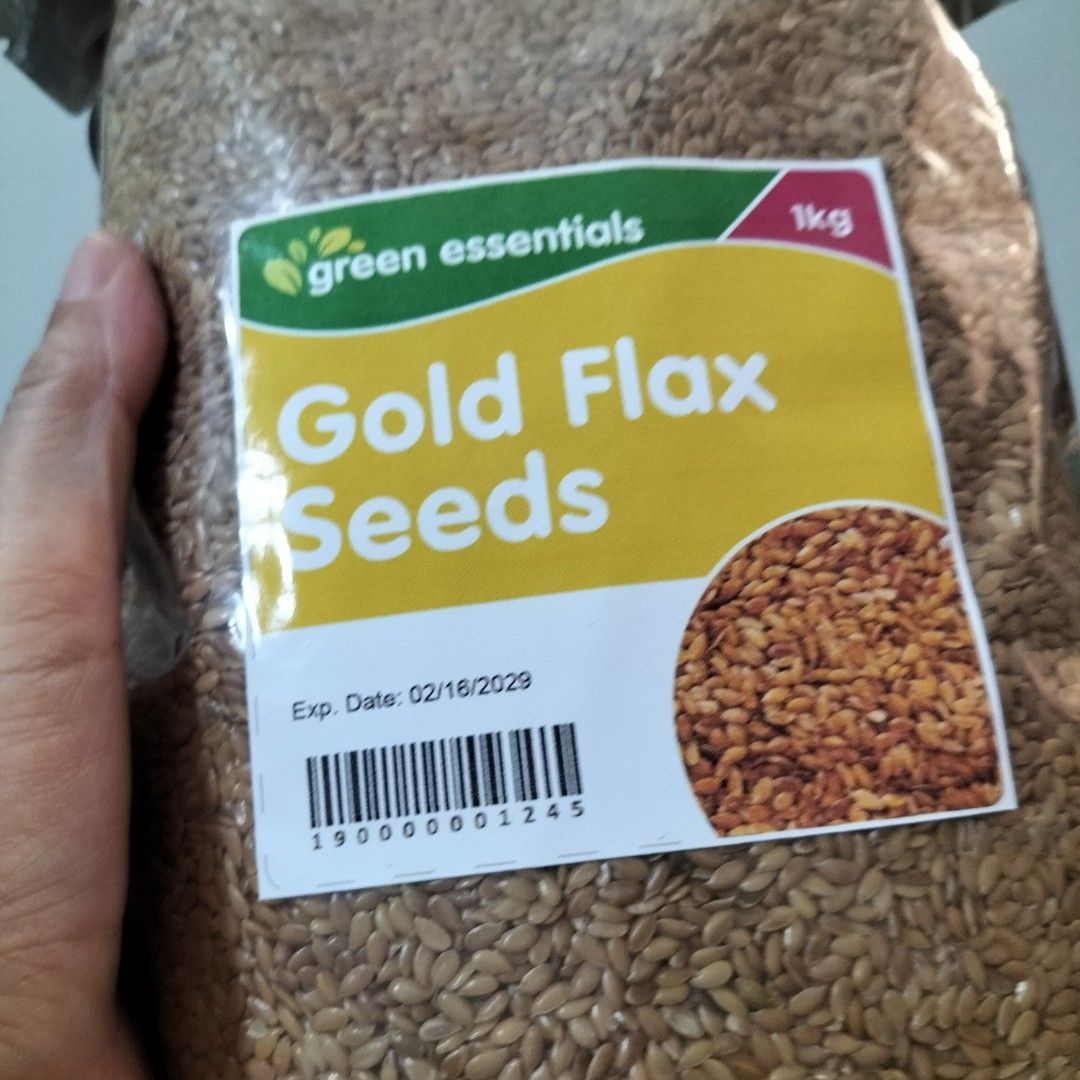 Green Essentials Gold Flax Seeds 1kg (Category: Other Food & Drinks) located in Paranaque City. Submitted by decluttering-all (Listing ID 1462482368, Image 1). Description: - 1kg bag of Green Essentials Gold Flax Seeds - Expiry Date: February 16, 2029 - Excellent addition to a healthy diet - great for baking p240 only recently bought, sealed decluttering extra pick up beside Toyota bicutan paranaque payment through bpi or gcash .