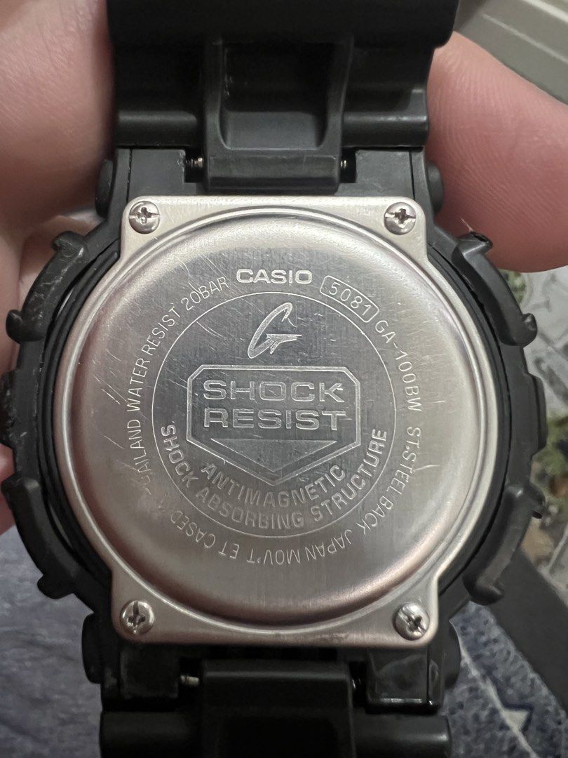 G-SHOCK GA-100BW (Category: Men's Watches) located in Manila. Submitted by 043brian (Listing ID 1462623393, Image 2). Description: FOR SALE G-SHOCK GA-100BW ✅ORIGINAL MODULE ✅ORIGINAL BEZEL (LEGIT) ✅ORIGINAL STRAP (LEGIT) ✅LIGHT/AUTO LIGHT WORKING ✅ALARM/SOUNDS WORKING ✅NEVER BEEN REPLACED BATTERY ISSUE : SCRATCHES SA STRAP AT BEZEL ( medyo may mga bakbak sa strap pero di naman kita kapag suot kasi ilalim naman sya ) normal for second hand item, 