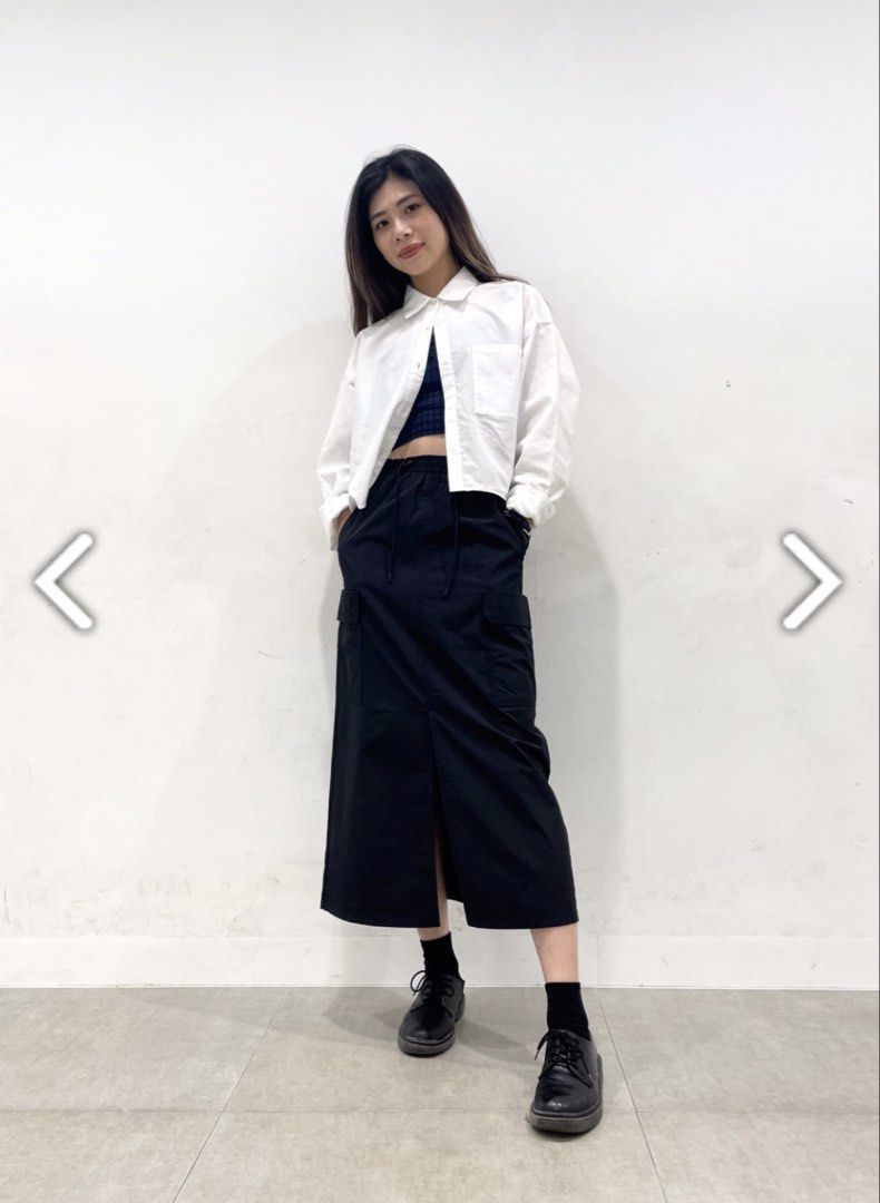 GU by UNIQLO CARGO SKIRT (Category: Skirts) located in Quezon City. Submitted by qlothingmanila (Listing ID 1462533883, Image 2). Description: GU by UNIQLO CARGO SKIRT •Medium on tag •Like new ✨ •Waist fits 27 to 34 inches •34 inches length 🏷️390 ‼️FIRST TO PAY GET THE ITEM‼️.