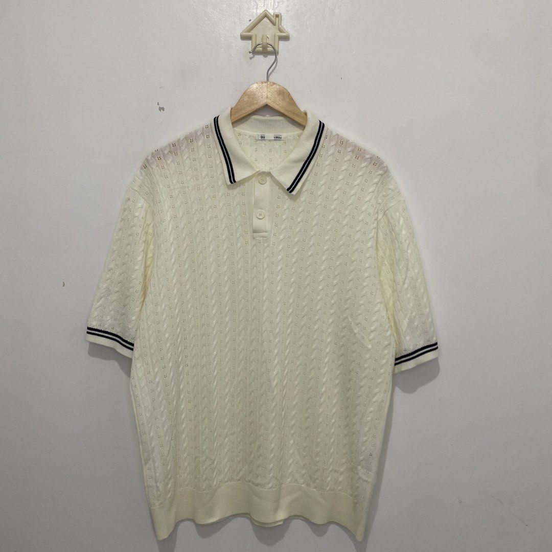 GU Cable Knitted Polo (Category: Tshirts & Polo Shirts ) located in Tanauan. Submitted by flexingthriftsph (Listing ID 1462615880, Image 1). Description: GU Cable Knitted Polo Large on tag 22.5 inches - chest 27.5 inches - length Excellent condition -800.00.