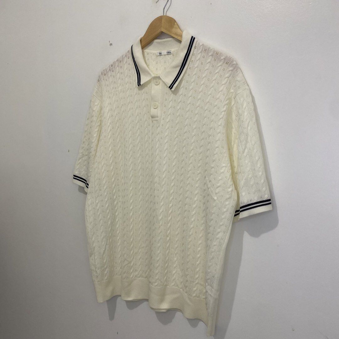GU Cable Knitted Polo (Category: Tshirts & Polo Shirts ) located in Tanauan. Submitted by flexingthriftsph (Listing ID 1462615880, Image 2). Description: GU Cable Knitted Polo Large on tag 22.5 inches - chest 27.5 inches - length Excellent condition -800.00.