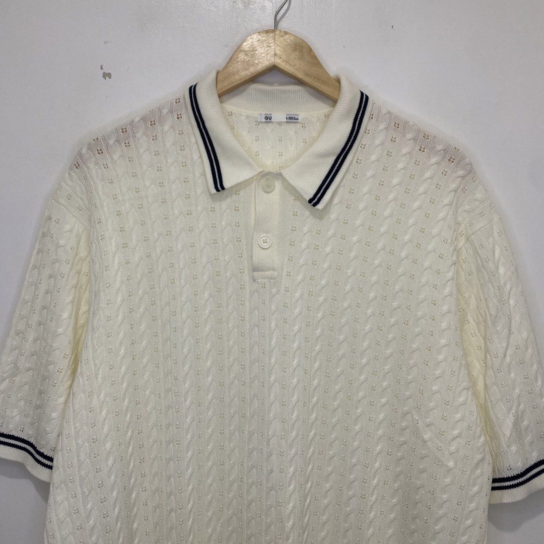 GU Cable Knitted Polo (Category: Tshirts & Polo Shirts ) located in Tanauan. Submitted by flexingthriftsph (Listing ID 1462615880, Image 3). Description: GU Cable Knitted Polo Large on tag 22.5 inches - chest 27.5 inches - length Excellent condition -800.00.