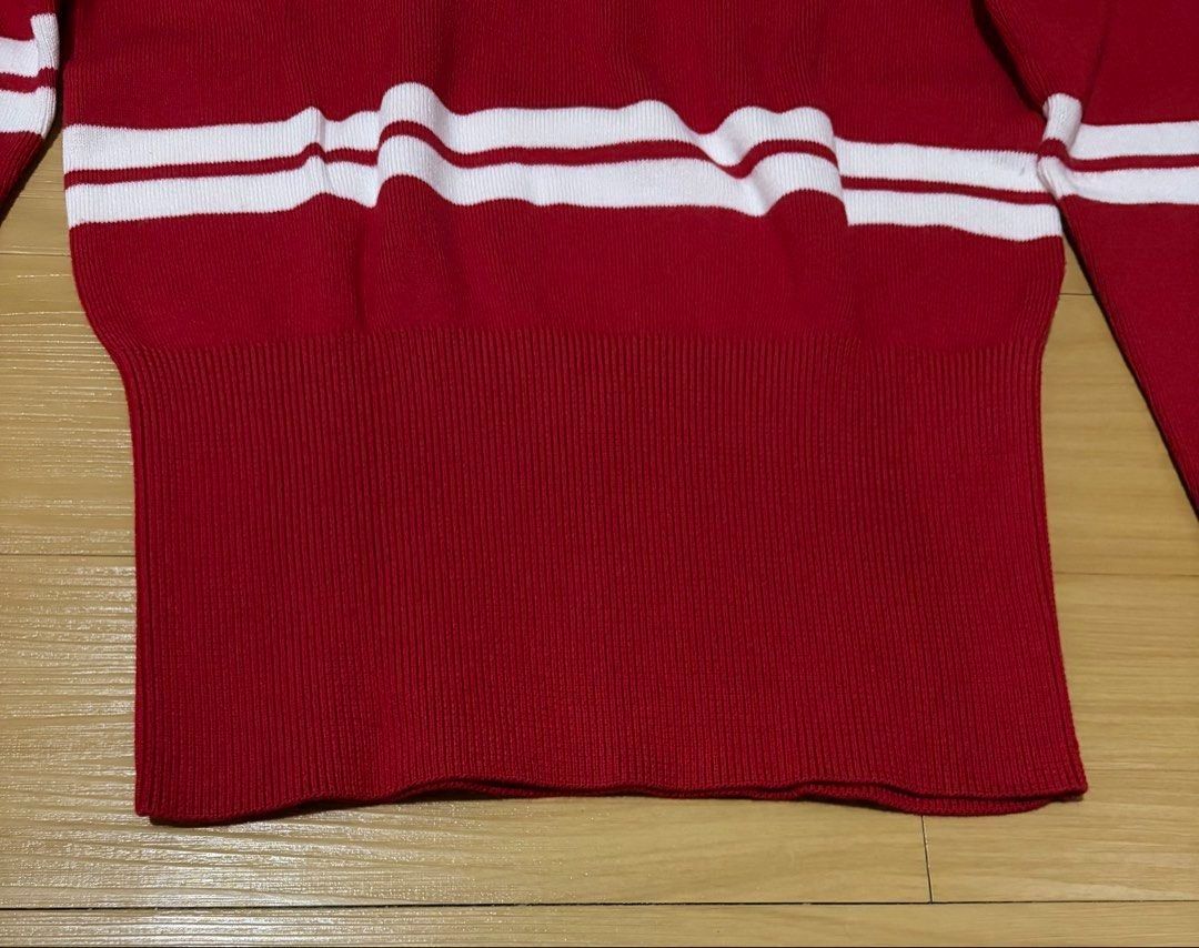 GU Knitted Sweater Small - Medium (Category: Coats, Jackets and Outerwear) located in Quezon City. Submitted by garagesale2026 (Listing ID 1462453760, Image 2). Description: - Used a few times - In good condition - Original from Japan - Red knitted with white stripes - Shoulder width: 14".