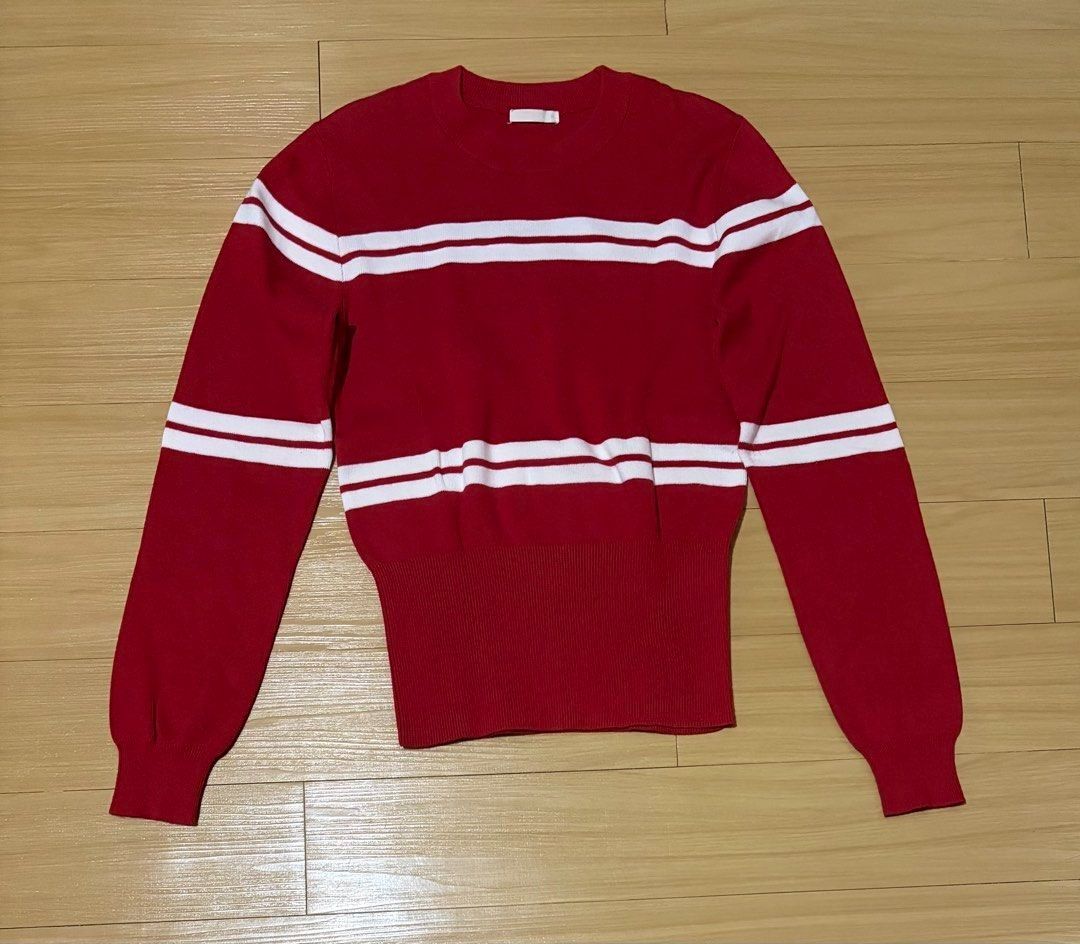 GU Knitted Sweater Small - Medium (Category: Coats, Jackets and Outerwear) located in Quezon City. Submitted by garagesale2026 (Listing ID 1462453760, Image 1). Description: - Used a few times - In good condition - Original from Japan - Red knitted with white stripes - Shoulder width: 14".