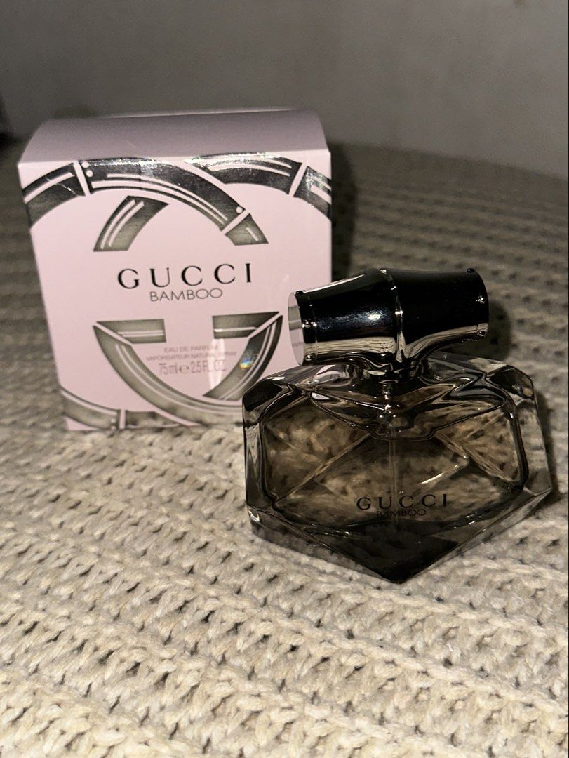 Gucci Bamboo Eau de Parfum 75ml (Category: Fragrance & Deodorants) located in Rizal. Submitted by claudia_moretz (Listing ID 1462672363, Image 1). Description: - Gucci Bamboo Eau de Parfum - 75ml bottle - Comes with original box - A classic and elegant scent from Gucci -brand new.